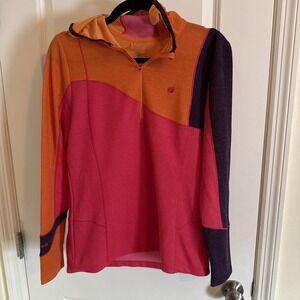 Lafuma MontBlanc Collab 1/4 Zip LS Pullover Sz 100 Large Women Pink Orange